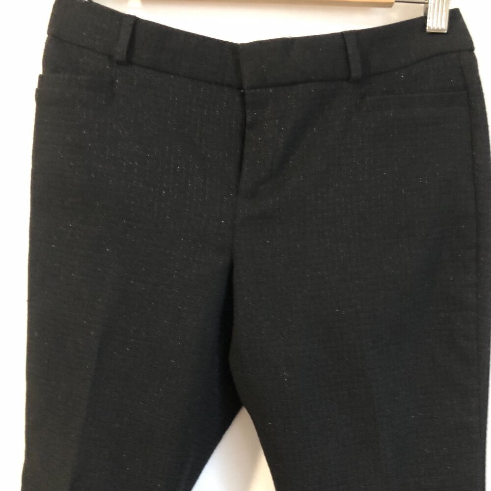 Banana Republic Jackson Fit Black Metallic Plaid Ankle Dress Pant 4 Petite